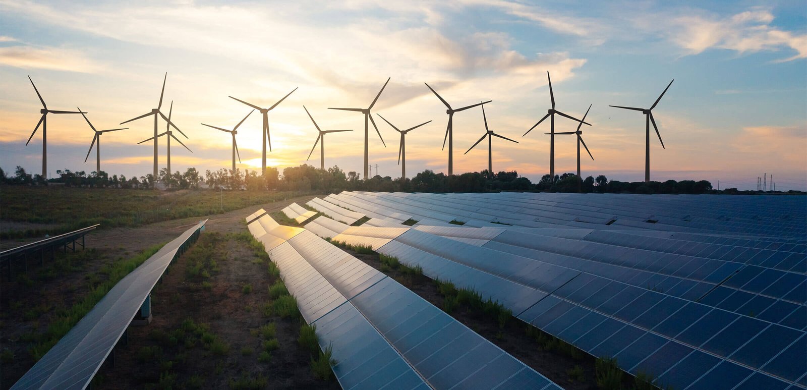 Renewable energy - wind turbines and solar panels